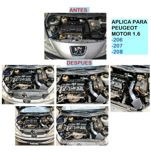 Kit Filtro Alto Flujo+intake+turbina Peugeot 206 207 1.6 Lts Foto 9
