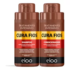 Eico Tratamento Cura Fios Shampoo Hidratação E Condicionador Leave-in 450ml Fortalecimento Crescimento Capilar