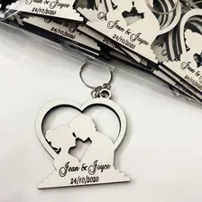 Chaveiros Personalizados Casamento Noivos Kit 50 Peças Mdf