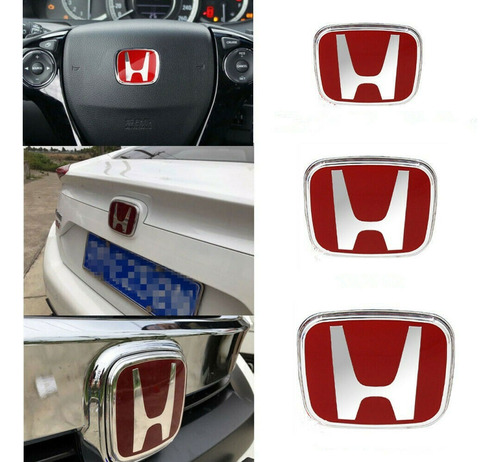 Emblemas Honda Civic Parrilla + Trasero + Volante 2016-2021 Foto 4