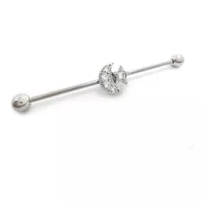 Piercing Transversal Lua Estrela Folheado Ouro / Ouro Branco