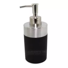 Dispenser Jabon Liquido Redondo Negro Con Acero Inoxidable