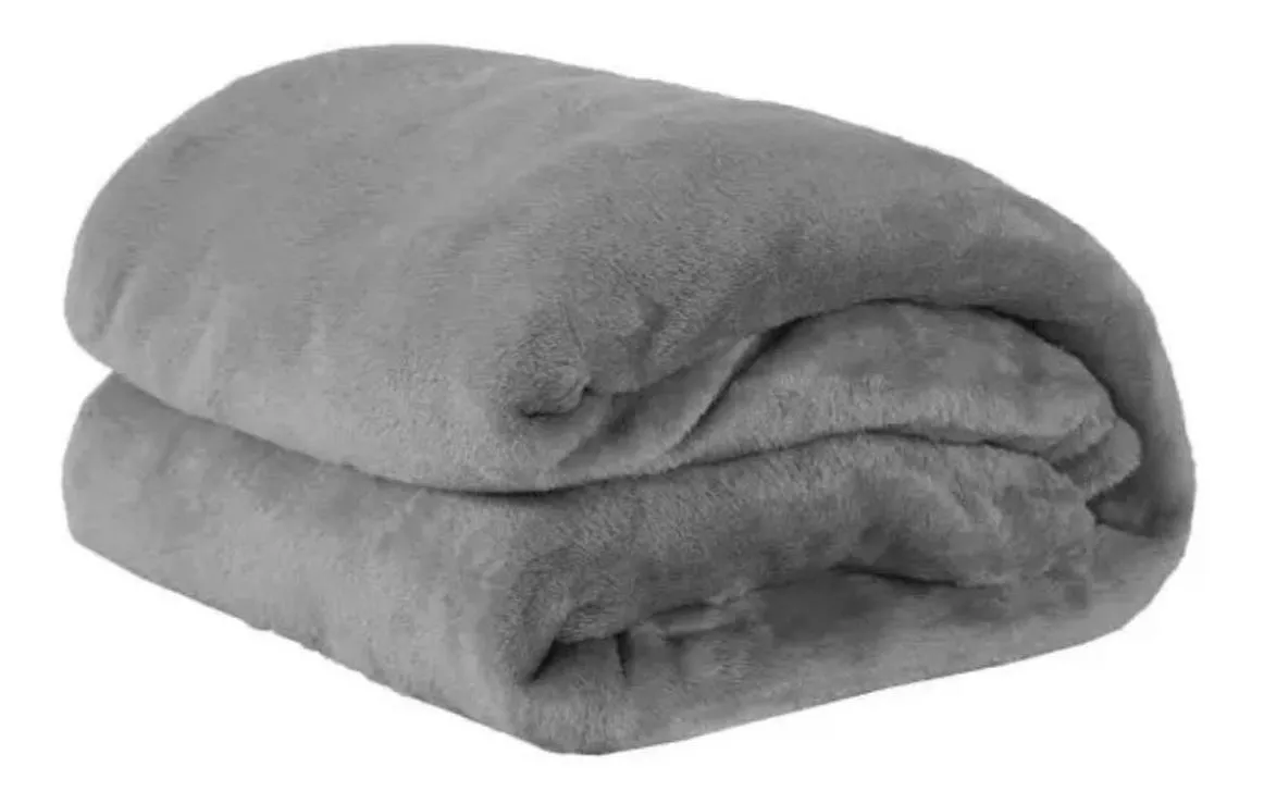 Cobertor Life Tex Ii Microfibra 2 Corpos Cor Cinza Com Design Liso De 200cm X 180cm