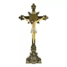 Crucifixo De Mesa Enfeite Religioso Católico De Resina 45 Cm