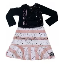 Conjunto Petit Cherie Infantil Love Paetê Coleção Inverno