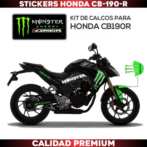 Kit Calcomanas Stickers Monster Para Honda Cb190r  Foto 2
