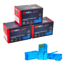 Conector Rj45 Azul Cat5e Banhado A Ouro Nexlan 300 Unidades