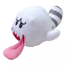 Pelúcia Fantasma Boo Tanooki Super Mario Bros 18cm