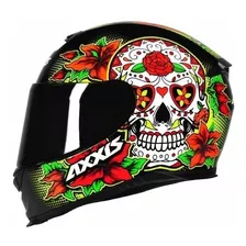 Capacete Para Moto Integral Axxis Eagle Black E Yellow Skull Tamanho P 