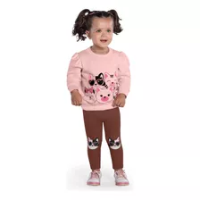 Conjunto Kyly Infantil Menina Moletom Peluciad Inverno 1 A 8