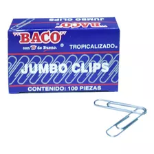 Clip Baco Jumbo Caja - Cl019 Caja Con 100 Piezas /vc Color Cromo