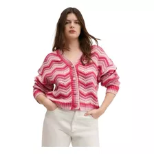 Cardigan Chaleco Mango Tejido De Punto Rosa 2xl