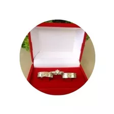 Conjunto Kit Par De Aliança 6mm Fio De Ouro Aço + Anel 