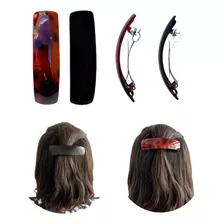 6 Presilhas Para Cabelo Fivela Metal Mola Clip Preta Marrom