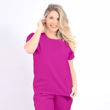  Pijama Cirúrgico Gola Redonda Scrub Feminino - Pink