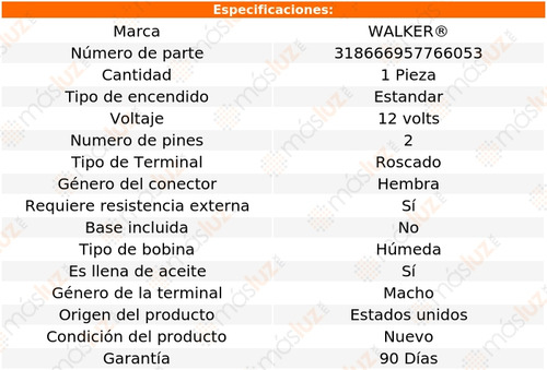 Bobina Encendido Para Fiat 128 L4 1.1l 1971/1973 Walker Foto 4