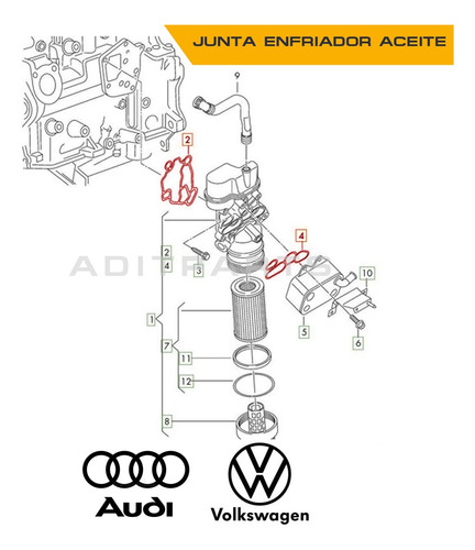 Sellos Oring Enfriador Aceite Audi A1 A3 A4 A6 Tt 2.0 Foto 5