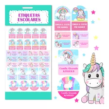 Etiquetas Para Marcar Ropa Y Utiles Escolares Unicornios