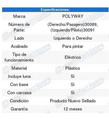 Espejo Electrico Plstico Plstico C/base Sentra 07-12 Foto 2