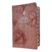 Bíblia Com Harpa Revista E Corrigida Letra Grande Rosa Folha Com Índice Lateral Luxo