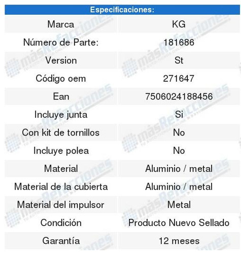 Bomba Agua Kg Volvo 960 2.9l 92 A 94 Foto 2