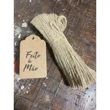 100 Tags Kraft Para Artesanato Feito À Mão Tam 7x4com Cordão