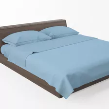 Lençol Forro Roupa De Cama Sem Elástico Solteiro Liso Vir Cor Azul-claro