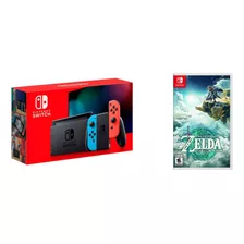 Nintendo Switch 32gb Standard - V2 - Cor Vermelho-néon, Azul-néon Pouco Uso, Super Conservado - 4 Jogos Originais - Na Caixa Com Manuais