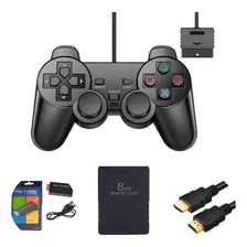 Kit 1 Controle Ps2 Mais Adaptador Cabo Hdmi Memory Card 8mb 