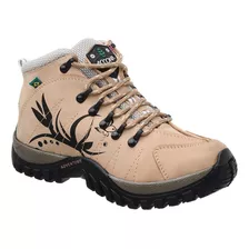 Boot Coturno Adventure Feminino Couro Nobuck Areia