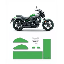 Kit Adesivo Emblema Kawasaki Vulcan S Abs 2017 Branca Verde