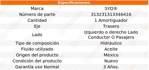 (1) Amortiguador Hid Tras Izq/der Renault Sandero 10/20 Syd Foto 2