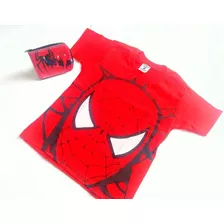 Camiseta Homen Aranha Para Crianças + Carteira Com Zíper