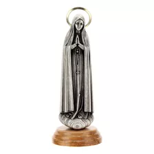 Figura Metal Zamak Base Olivo Virgen De Fátima Italiano 12cm