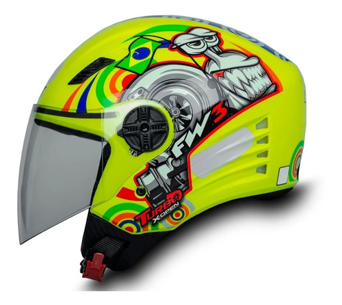 Capacete Moto Infantil Criança Fly Young Live Cor Preto Brilhante Tamanho  Do Capacete 52