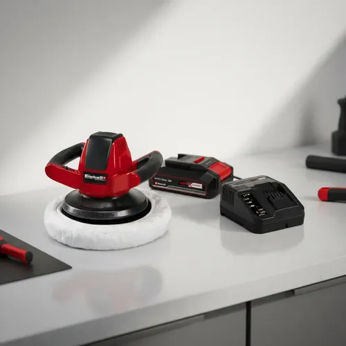 Kit Einhell: Pulidora Inalámbrica 254mm Roja + Cargador Y Batería 18v 2.5ah Litio