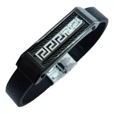 Bracelete Pulseira Masculina Vintage Couro E Aço 316l, 10mm