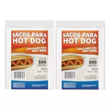 Kit Saco Plástico Embalagem Hot Dog Lanche 1000un 23x14cm 