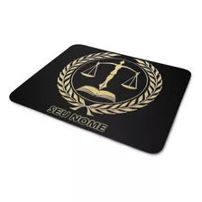 Mouse Pad Preto Direito Advocacia Balança Com Seu Nome