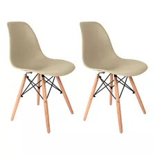 Cadeira De Jantar Empório Tiffany Eames Dsw Madera, Estrutura De Cor Fendi, 2 Unidades