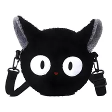 Bolso Gato Negro Kawaii Felpa Con Asa Larga Acabado Premium