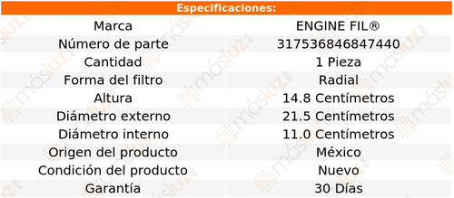 1- Filtro Para Aire Land Cruiser L6 4.0l 88/92 Engine Fil Foto 2