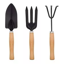 Set De Jardineria De 3 Piezas Pala Rastrillo Removedor Negro