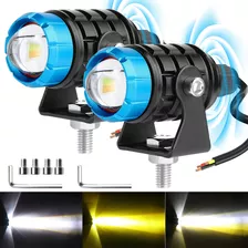 Par Faros Auxiliares Lupa Focos Para Auto Moto Bicolor 80w