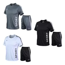 Traje Deportivo De Manga Corta Para Hombre, Conjunto De 3