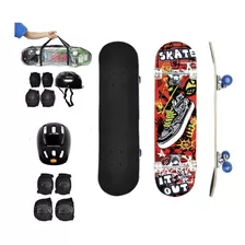 Skate Infantil + Kit Proteção Capacete Montado Profissional