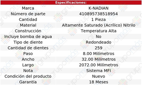 Banda Distribucion Para Kia Amanti V6 3.5l 04 Al 06 K-nadian Foto 3