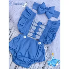 Jardineira Body Menina Baby Romper Bebê Conjunto Faixa 