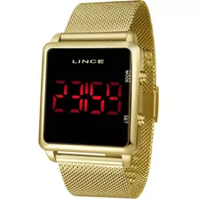 Relógio Digital Lince Feminino Dourado Led Vermelho Quadrado