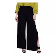 Calca Flare Pantalona Feminina Viscolinho Cintura Alta Fenda